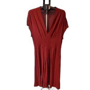 TRASHY DIVA Sz. 18 Brick Red Vneck Swing Dress, Short Sleeve, Retro, Rockabilly
